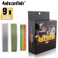 Ashconfish 9เส้น300เมตรเอ็นตกปลาถัก PE ลายเส้น15-90LB X9หลากสี