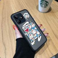 เคสสำหรับ Realme Narzo Realme N53 C53เคสโทรศัพท์ดีไซน์การ์ตูนน่ารักลายขอบด้านข้างแมวอ้วนน่ารักเคสแข็งมีน้ำค้างแข็งโปร่งใสเด็กหญิงเด็กชายเคสปกป้องกล้องคลุมทั้งหมดกันกระแทก