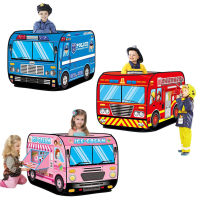 Indoor Kids Pretend Play Tent Ice Cream Truck Car Fire Truck Play House Pop Up Toys Tent for Kids Boys &amp; Girls