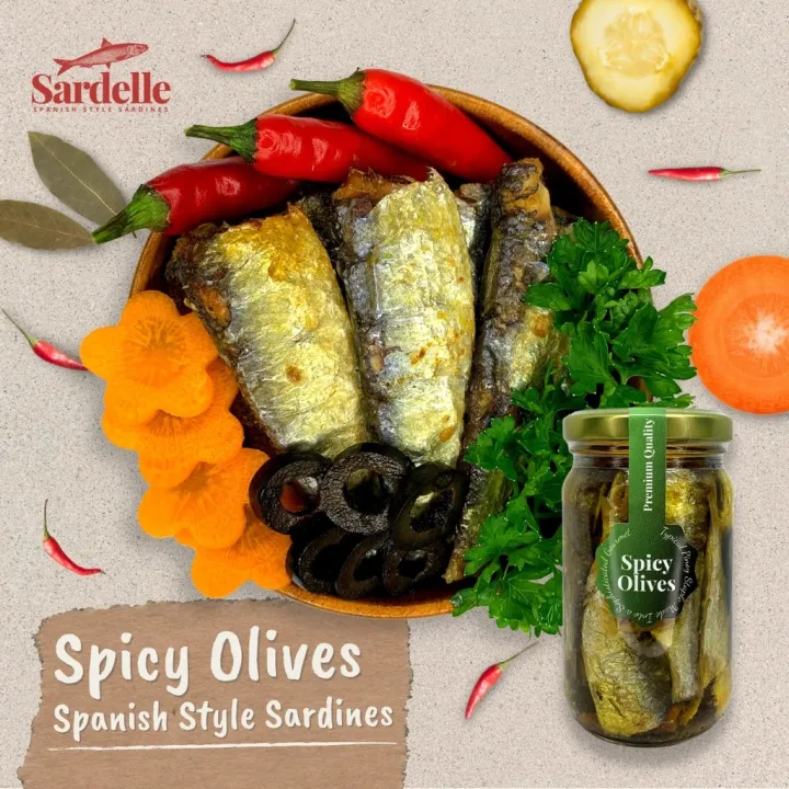 Sardelle Spicy Olives Premium Spanish Style Sardines in Corn Oil