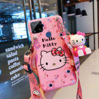 สำหรับ Realme C12 Realme C15 Realme C11 Realme C17 C20 C20A C25 Realme 7i การ์ตูน Hello Kitty ตุ๊กตา Crossbody โทรศัพท์กรณีปกคลุมซิลิโคนอ่อน