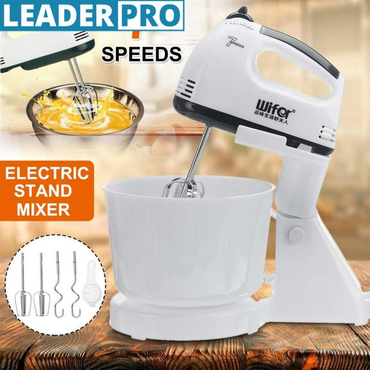 7 Speeds Mixer with Stand and Bowl Electric Handheld Egg Beater Blender  Shaker Table Stand Cake