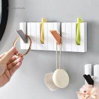 Simple U-shaped Wall-mounted Storage Hook Rack Nail-free With 4 Hooks Storage Rack Home Creative Key Hook Picture Hangers Hooks