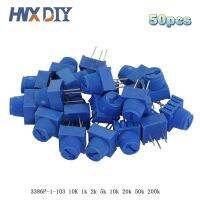 50PCS/LOT 3386P 1 103 10K 1k 2k 5k 10k 20k 0.5W 1/2W PC Pins Through Hole Trimmer Potentiometer Cermet 1 Turn Top Adjustment