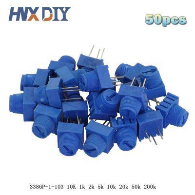 【CW】 50PCS/LOT 3386P 1 103 10K 1k 2k 5k 10k 20k 0.5W 1/2W Pins Through Hole Trimmer Potentiometer Cermet Turn Top Adjustment