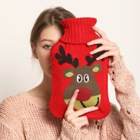 Hot Water Bottle 2 Liter PVC Water Bag Winter Lasting Warmth With Knitting Cover Removable Suitable For Christmas Gift For Girls