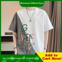 MARUHOOL เสื้อยืดแขนสั้นสำหรับผู้ชาย,ครึ่งแขนแบรนด์ทันสมัยทรงหลวมใหม่สำหรับฤดูร้อน