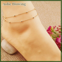 Aolie GOLD Double CHAIN anklet สร้อยข้อมือข้อเท้าเท้าเปล่ารองเท้าแตะชายหาดเครื่องประดับเท้า