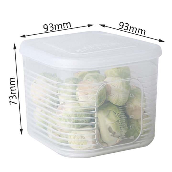 lowest-price-mh-ตู้เย็นจัดภาชนะผักผลไม้ท่อระบายน้ำตะกร้าเก็บกล่องพร้อมฝาปิด