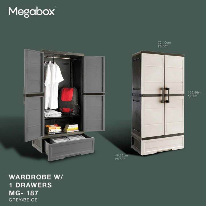Megabox Wardrobe with 1 Drawer MG187 ( Random Color ) Lazada PH