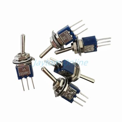 5pcs 5MM Mini Toggle Switch SMTS-102 125V/3A SPDT 3-Pin On On 2 Position Blue Color Stitch Pins