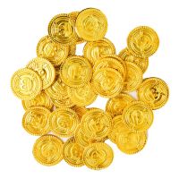 【Be worth】 Noon Traders 50Pcs Skull Pirate Gold Coins Game Prop Happy Halloween Party Party Decorations Favors Treasure Coins Fake Plastic