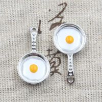 6pcs Charms Frying Pan Fried Eggs 32x17mm Rhodium Color Pendants DIY Crafts Making Findings Handmade Tibetan Jewelry DIY accessories and others