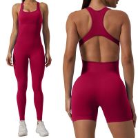 Women Sleeveless Seamless Yoga Jumpsuits For Women Female Workout Ribbed Playsuit Outfit Fitness Sportwear Women Suit Activewear