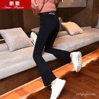 CODadoqkxDGE 2021New Korean Style Bell-Bottom Pants Womens Autumn and Winter High Waist Skinny Leggings Slimming outside Wear Fleece