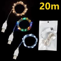 Lennie1 3/10/20M USB LED String Lights Copper Silver Wire Garland Light Waterproof Fairy For Christmas Wedding Party Decoration