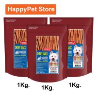 ขนมสุนัขเล็ก สุนัขใหญ่ Stick สำหรับขัดฟัน นิ่ม รสไก่ 1กก. (3ถุง) Sleeky Chicken Flavor Dog Treat Snacks for Training in Bags 1Kg. (3bag)