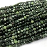 Genuine Natural Green Seraphinite Faceted Round Small Necklace Bracelets Beads 2mm 3mm 4mm 06390