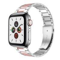 SmartPhonemall Small Waist Stainless Steel Watch Band For Apple Watch Series 8&amp;7 41mm / SE 2&amp;6&amp;SE&amp;5&amp;4 40mm / 3&amp;2&amp;1 38mm(Silver Pink)