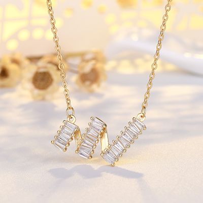 [COD] New product high-end temperament retro wavy zircon diamond necklace womens daily versatile clavicle chain