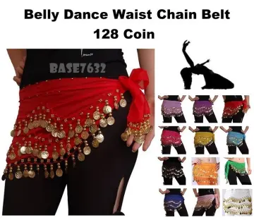 Shinning 3Rows Gold Coin Belly Dance Costume Hip Scarves Skirt Belt Dancing  Wrap