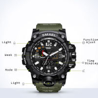 SMAEL 2021 Men Sports Watches Dual Display Analog Digital LED Electronic Quartz Wristwatches Waterproof Swimming Military Watch