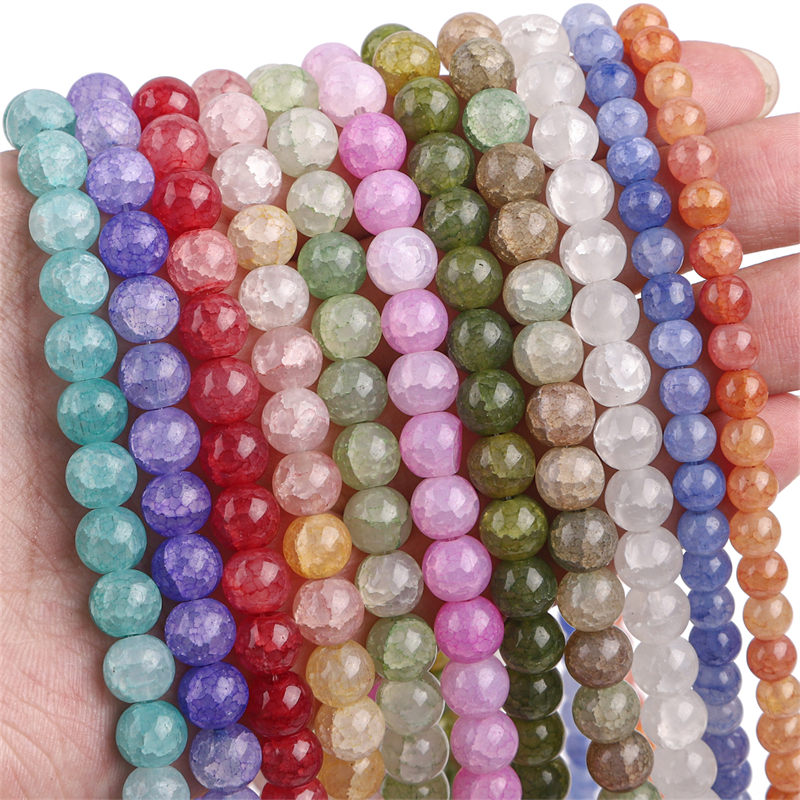 4/6/8/10mm Round Crystal Crack Glass Loose Spacer Beads Charm DIY Jewelry#G 
