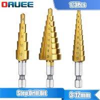 ▤ Step Drill Bit Titanium Plating HSS Straight Groove Coated Cone Cutt Tool Wood Drill Power Tools Set 3 12mm 4 12mm 4 20mm 3 13mm