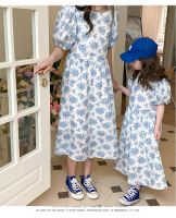 【YF】 Mother and Daughter Matching Floral Dress 2023 Summer China Style Baby Girls Mom Same Short Sleeve Dresses for Women Frock