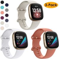 MEEKY 3Pcsกีฬาแถบใช้งานร่วมกับFitbit Sense/Versa 3, Soft TPUกันน้ำสายคล้องคอเครื่องประดับรัดข้อมือผู้หญิงผู้ชายสำหรับความรู้สึก/Versa 3 Smartwatch