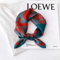 ✻ New 100 Real Silk Satin Women Scarf 2023 Flower Printed Foulard Femme Square Head Scarfs Bandana Shawl Gift For Lady Hijab