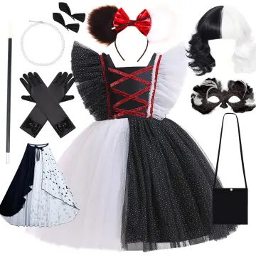 Cos Cruella Red Dress Black And White Witch Live-action Anime