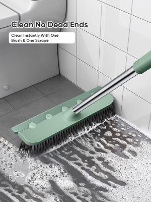 Joybos Garage Bathroom Wiper Hard Bristle Window Scraper Floor Scrub Brush 2-In-1 Magic Broom Pool Mop Tub Tile Cleaning Brush