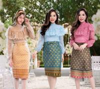 ชุดไทยประยุกต์ สตรี Suchada Dress ชุดไทย รวมสี เสื้อลูกไม้ กระโปรงผ้าไทย ป้ายหน้า ชุดไปวัด ชุดทำบุญ ชุดไทยสวย ชุดไทยลูกไม้