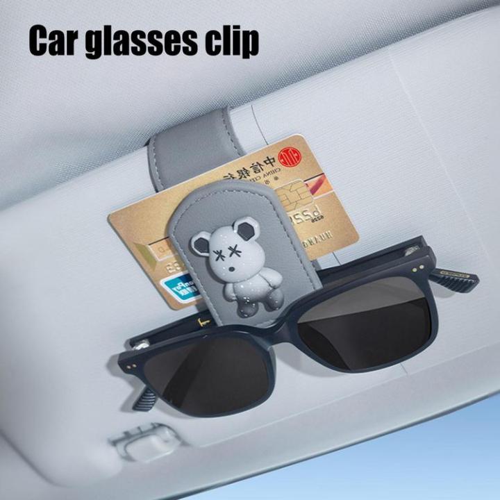 sunglass-holder-for-car-visor-bear-design-glasses-ticket-card-clip-clip-car-sunglasses-holder-car-magnetic-glasses-holder-universal-eyeglasses-hanger-sunglass-holder-biological
