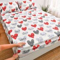 [HOT SHXLLOWWQWH 522] Home Red Love Fitted Sheet Sábanas Cover Linens With Elastic Microfiber 120X200X30 90x200x30cm180x200x30 (ไม่มีปลอกหมอน)