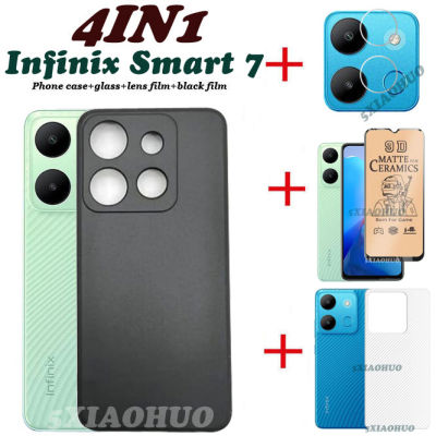 4in1 Infinix Smart 7เคสโทรศัพท์ Infinix Smart 7เคสโทรศัพท์ซิลิโคนนิ่ม + ฟิล์มเซรามิกสกรีน + ฟิล์มเลนส์ + ปกหลัง