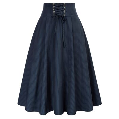 【CC】 Belle Poque A Skirt Waist Striped Pleated Up Gothic With Pockets A30
