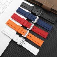 For Panerai Pure Color Natural Silicone Accessories Pam441 Diesel Suunto Solid Stainless Steel Black Buckle 24mm Watch Strap