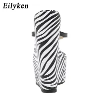 Eilyken New Design Platform Zebra Pattern Fashion Wedges Slippers Women Summer Gladiator Flip Flops Casual High Heel Shoes