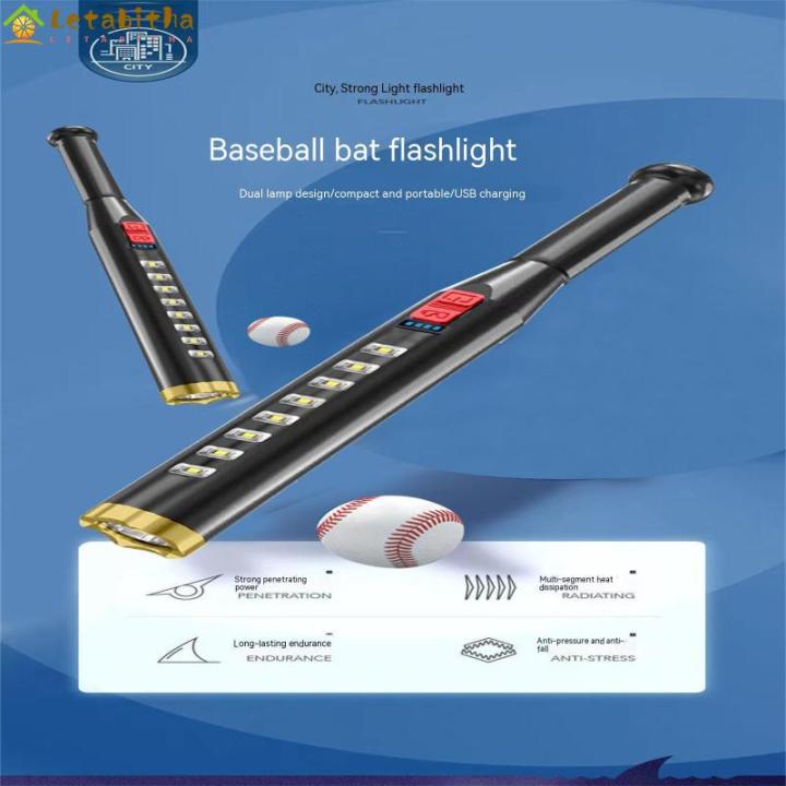 ไฟฉาย-led-กลางแจ้งกันน้ำ-usb-ชาร์จไฟได้ความสว่างสูงไม้เบสบอลพลังงานอัจฉริยะจอแสดงผล-cob