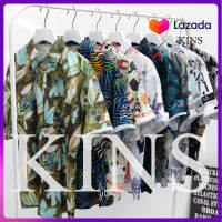 【kin】เสื้อเชิ้ตฮาวายแขนสั้นลำลองผู้ชายใหม่