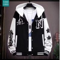 เสื้อแจ็คเก็ตลำลองหนุ่ม TUBERCOBER ความรู้สึกระดับสูงของผู้ชาย Jaket Baseball การเย็บปะติดปะต่อกันของฤดูใบไม้ผลิและฤดูใบไม้ร่วง2023เสื้อแจ็กเก็ตนักบินใหม่