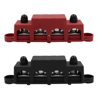 THLT4A 4 Post Bus Bar Power Distribution Block Terminal Studs M8 M10 250A Wiring Busbar Battery for Car Rv-Marine Organizer Box