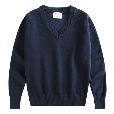 4-17 Years Unisex Navy Blue Sweater for Boys Children Outerwear 100% Cotton 4 5 7 9 11 13 15 17 Years Old Kids Clothes OBW225139