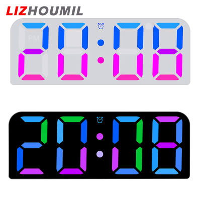 LIZHOUMIL นาฬิกาติดผนังดิจิตอล,รูปแบบ12/24ชั่วโมงพร้อม Modus Malam อัตโนมัติ LED ตัวเลขขนาดใหญ่นาฬิกาสำหรับบ้านไร่ห้องครัวสำนักงาน