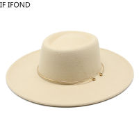 Fedora Hats 9.5CM Wide Brim Gold Chain Band Jazz Felted Hat For Women Men Winter Autumn Formal Dress Hat Sombreros De Sol