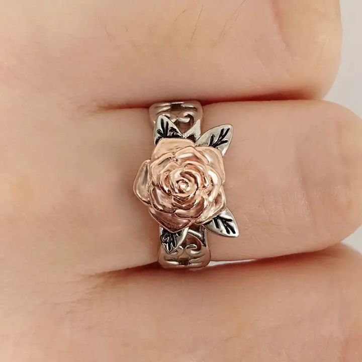 อยากให้แหวนดอกไม้ชุบโรสโกลด์ในยุโรปและผู้หญิงสีเงินคืนแหวนวิธีโบราณขายส่งเครื่องประดับข้อมือ