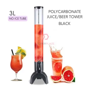 3L Cylinder Beer Tower Dispenser, Cold Beverage Storage Bar Party with Ice  Tube