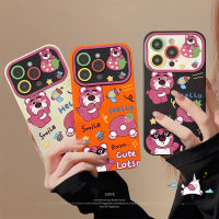 เคสการ์ตูนหมีสตรอเบอรี่แสนสนุกเหมาะสำหรับ IPhone XR X XS MAX 6 7 8 15 6S Plus 13 11 7Plus 14 15 12 Pro Max SE 2020เคสกรอบกระจกหน้าต่างความคมชัดสุดน่ารัก